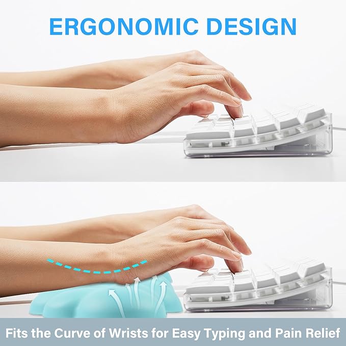 Cloud Wrist Rest for Computer Keyboard Arm Wrist Rest with Non-Slip Base Extended Wrist Rest Ergonomic Memory Foam for Keyboard and Mouse Typing Pain Relief, Office, Gaming, Computer