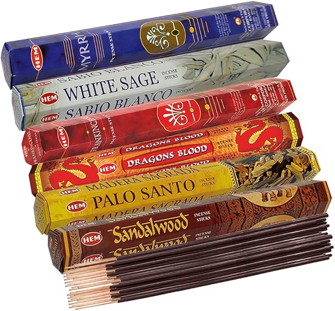 Hem Incense Sticks Variety Pack #31 and Incense Stick Holder Bundle with 6 Classic Fragrances