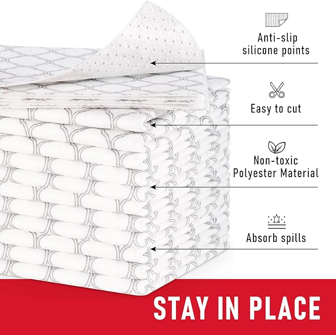 Cooyes Non Slip Refrigerator Liners, 2 in 1 Absorbent Fridge Liners and Fresh Mats Machine Washable, Refrigerator Shelf Paper for Glass Shelves Kitchen Cabinet Drawer
