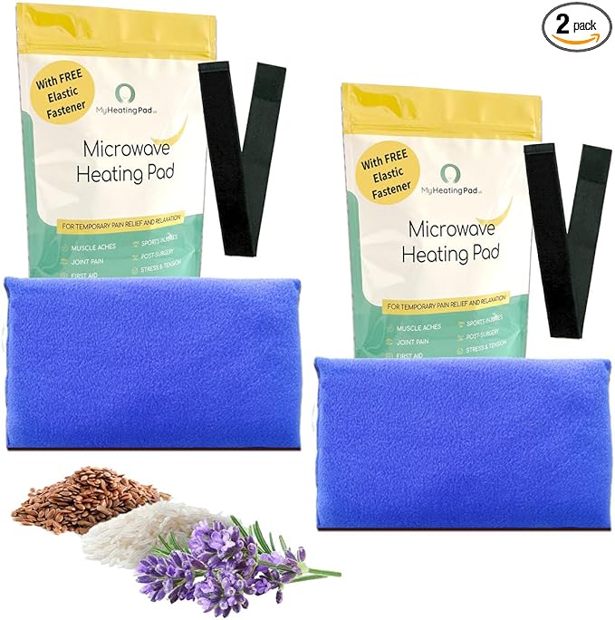 Microwavable Heating Pads for Lower Back, Neck, and Shoulder Pain Relief - Moist Microwave Heating Pad for Muscles and Joints - Microwave Hot Pack Heat Pad for Cramps - 2 Packs Blue - Lavender Scent