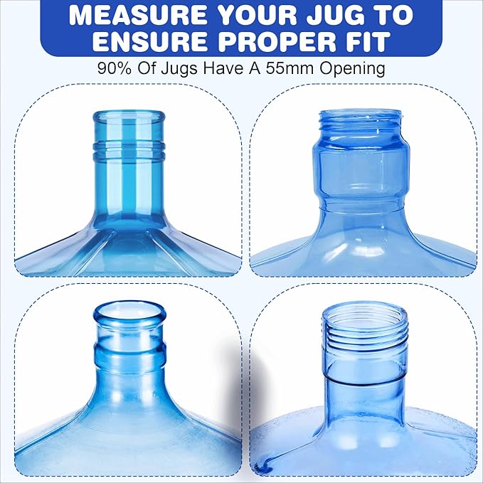 5 Gallon Water Jug Cap,Silicone Reusable Replacement Cap, Non Spill Bottle Caps for 55mm Bottle Water Dispenser Caps