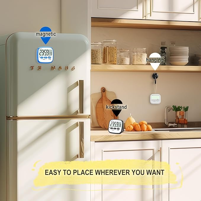 2-Pack Magnetic Kitchen Timers for Cooking, Digital Stop Watch Countdown Timer for Kids, Teachers, Classroom, Office, Exercise - Battery Included