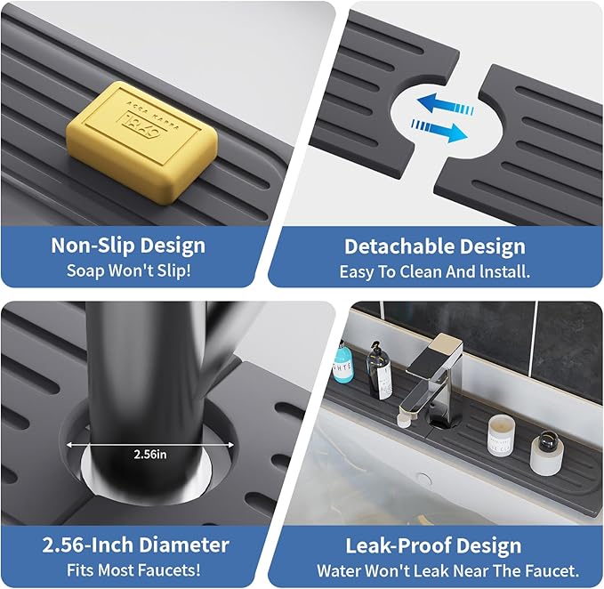 Stone Faucet Mat for Kitchen Sink, Water Absorbing Sink Water Splash Guard, Fast-Drying Kitchen Sink Faucet Mat, Durable Protector and Stone Drying Mat for Kitchen Counter & Bathroom Sink