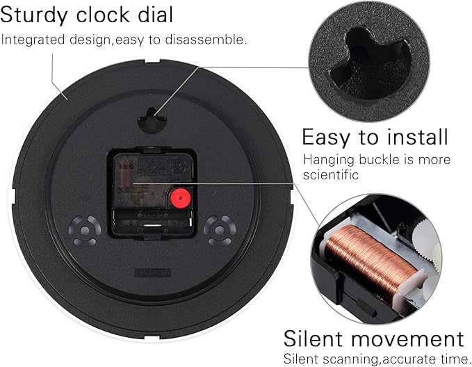 Wall Clock, 8 Inch Silent Sweep Movement Accurate Small Clocks Kitchen/Living Room/Bedroom/Office/School/Classroom Decoration