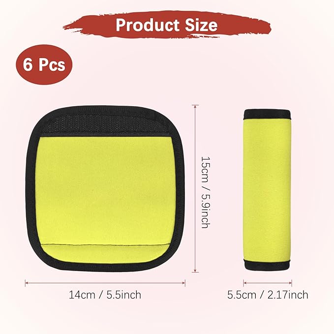 TIXIPEM Luggage Handle Wrap [6PCS] - Neoprene Luggage Identifiers Use for Suitcases & Carry on & Travel Accessories - [Yellow-6IN/15CM] Comfort Grip Handle Cover