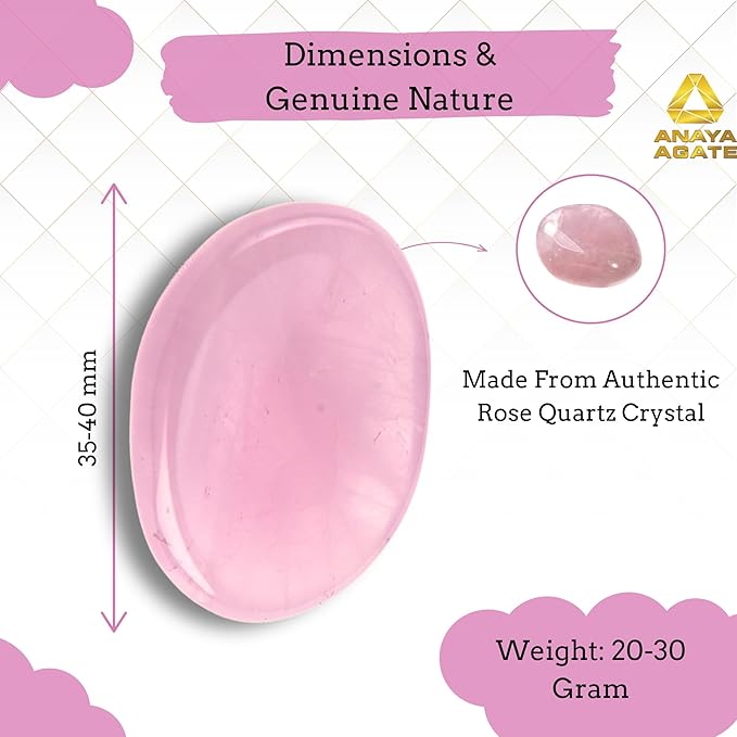 Rose Quartz Worry Stones – Crystal Thumb Worry Stone for Anguish, Stress – Relaxing and Soothing Balance Stones for Meditation, Stress Relief – Healing Stones and Crystals for Men and Women