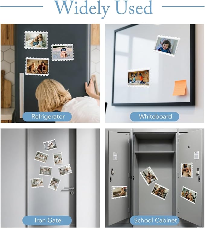Magnetic Picture Frame, 10 Pcs Magnetic Picture Frames for Refrigerator 4x6, Magnetic Photo Frames with White Border, Refrigerator Magnets for Pictures Suitable Home, School, Office (white, 4X6flower-10pcs)