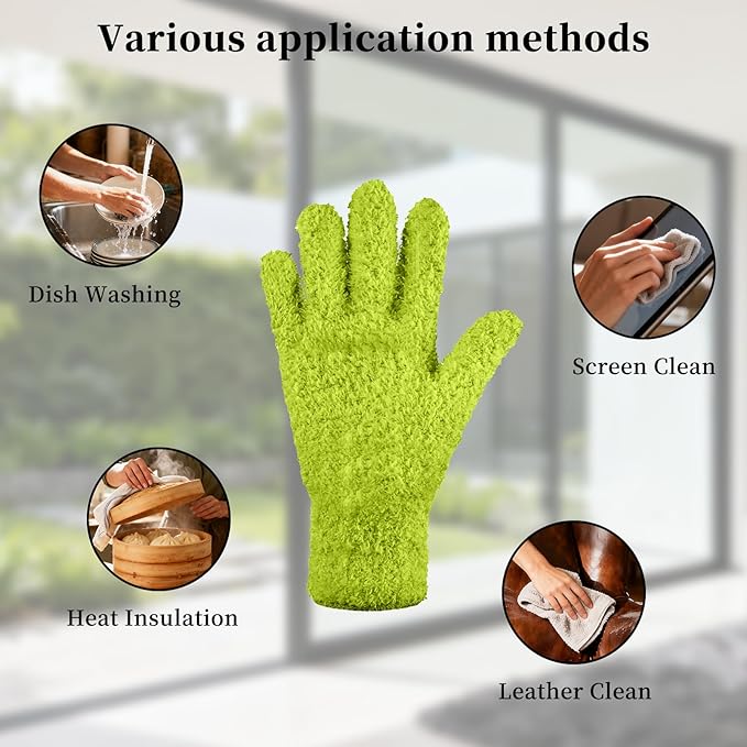 faralite 4 Pairs Microfiber Plant Dusting Gloves,Breathable Work Gloves for Indoor Plants and Gardening