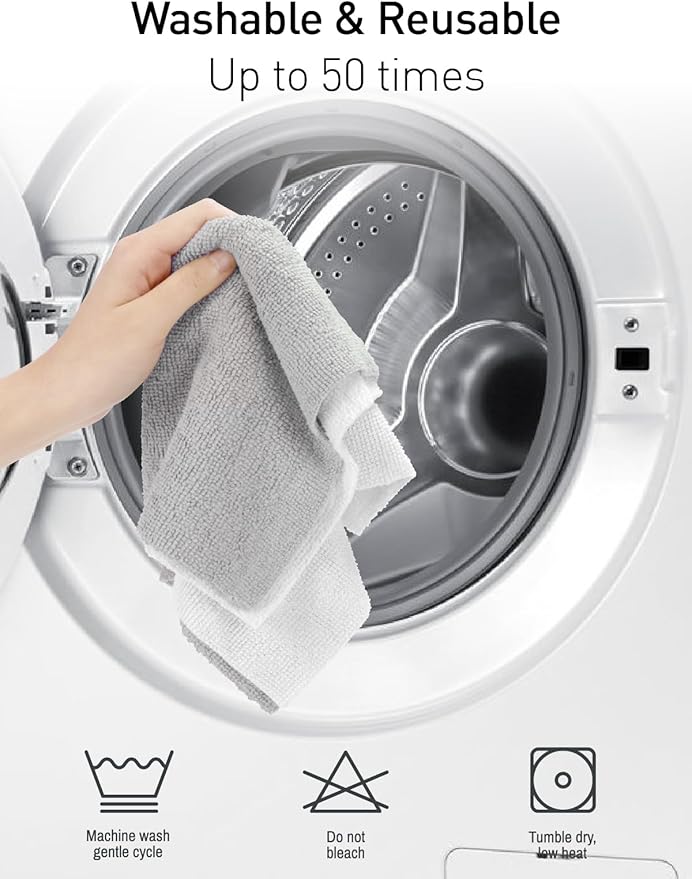 Fantasticlean Microfiber Cleaning Cloth Roll - 40 Pack, Tear Away Microfiber Towels, 12" x 12", Reusable, Washable, Scratch Free, Ultra Absorbent Dishcloth for All-Around Cleaning Supplies (White)