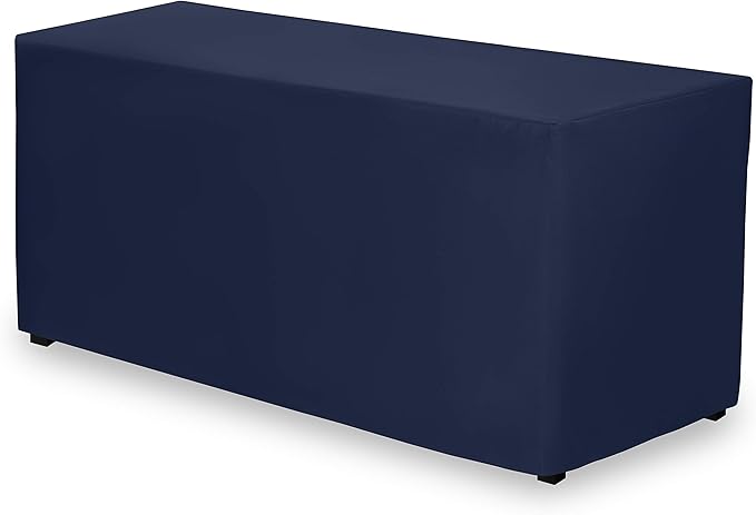 Gee Di Moda Fitted Tablecloth - 48 x 30 Inch Navy Blue Floor-Length Fitted Table Cloth for 4 Foot Rectangle Table, Heavy Duty Washable Fabric for Parties, Dinner, Weddings, Baby Shower & Trade Show