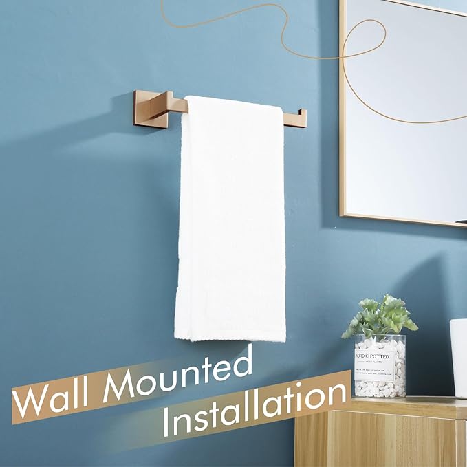 KOKOSIRI Towel Bar for Bathroom Wall Mount 9'' Hand Towel Holder T-304 Stainless Steel Bath Kitchen Accessories, Champagne Bronze B3003CPG