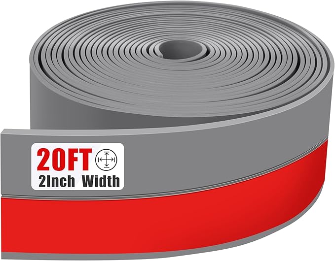 Draft Seal Tape for Doors and Windows 2 in x 20 Ft Silicone Weather Stripping Extra Thick 2mm Door Seal Strip with Strong Adhesive Draft Insulation Stopper Side Seal - Gray