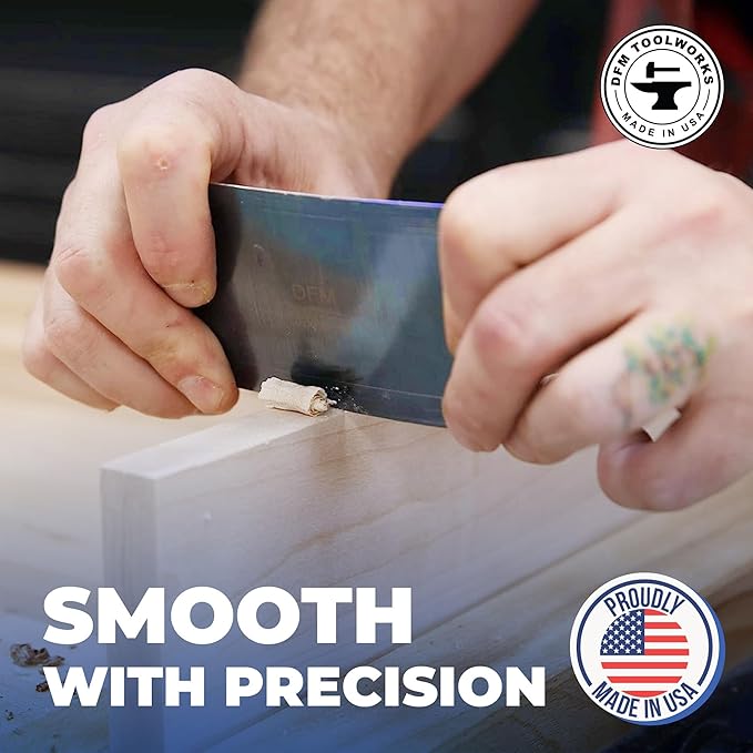 DFM Tool Works Rectangle Card Scraper - Precision Cabinet Multi-use Scraper for Woodworking, Wood Fine Finishers, Glue Scraper, Quality Handcrafted Card Shaping Tool - Made in USA, 2 Quantity - Blue