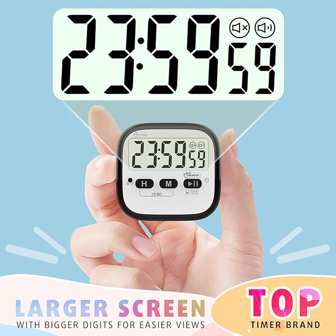 2-Pack Magnetic Kitchen Timers for Cooking, Digital Stop Watch Countdown Timer for Kids, Teachers, Classroom, Office, Exercise - Battery Included