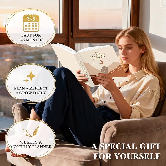 Lanpn Self Care Journal for Women, Self Love Guided Journals with Prompts, Daily Reflection Wellness & Gratitude Planner, 5 Minute Mental Health Notebook, Mindfulness Mood Log, 240 Pages