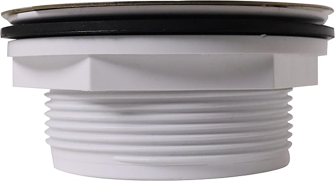 Westbrass A206P-01 2" No-Caulk PVC Compression Shower Drain with 4-1/4" Round Grid Cover, Polished Brass