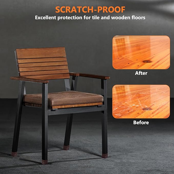 16pcs Square Chair Leg Floor Protectors, Felt Pads Chair Leg Protectors for Hardwood Floors, Silicone Furniture Feet Cups Covers Felt Pads, Prevents Scratches & Reduce Noise, Brown, Small