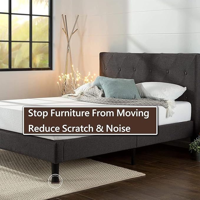 2.5x2.5 Square Rubber Furniture Caster Cups, Anti-Sliding Furniture Pads Bed Stopper Floor Protectors with Grip - Protect Any Flooring