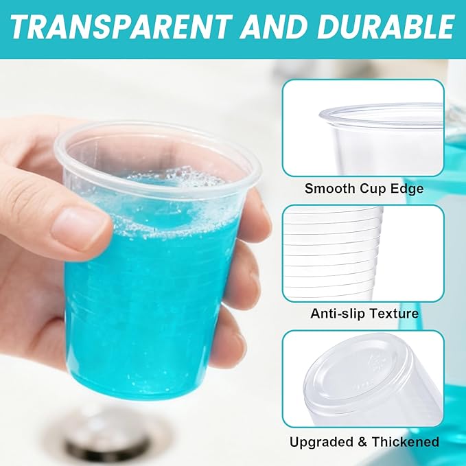 Lamosi 100 Pack 5 oz Clear Plastic Cups, Disposable Party Cups, Small Clear Plastic Cocktail Tumblers for Mouthwash Bathroom, Tasting, Drinking