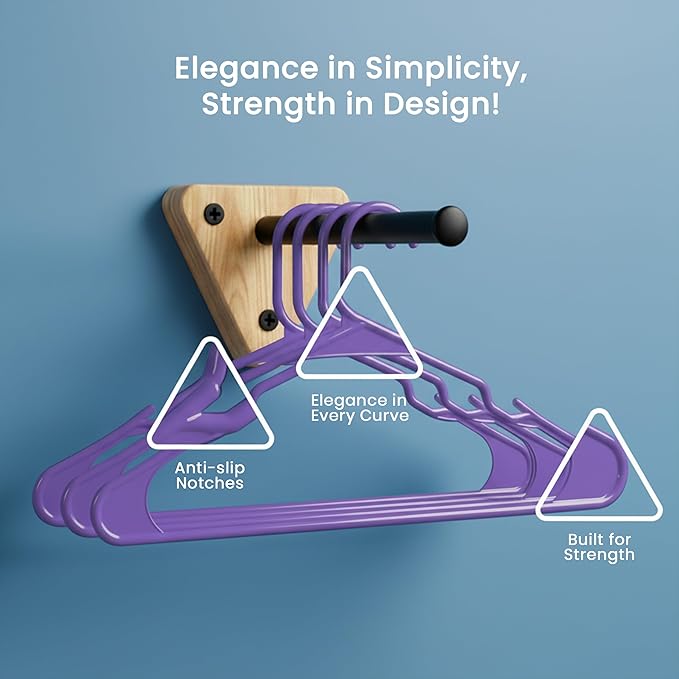 Utopia Home - Plastic Hangers 30 Pack - Space Saving Clothes Hanger - Durable and Strong Closet Organizers and Storage Makes It Ideal Stocking Stuffers or Apartment or Dorm Room Essentials (Purple)