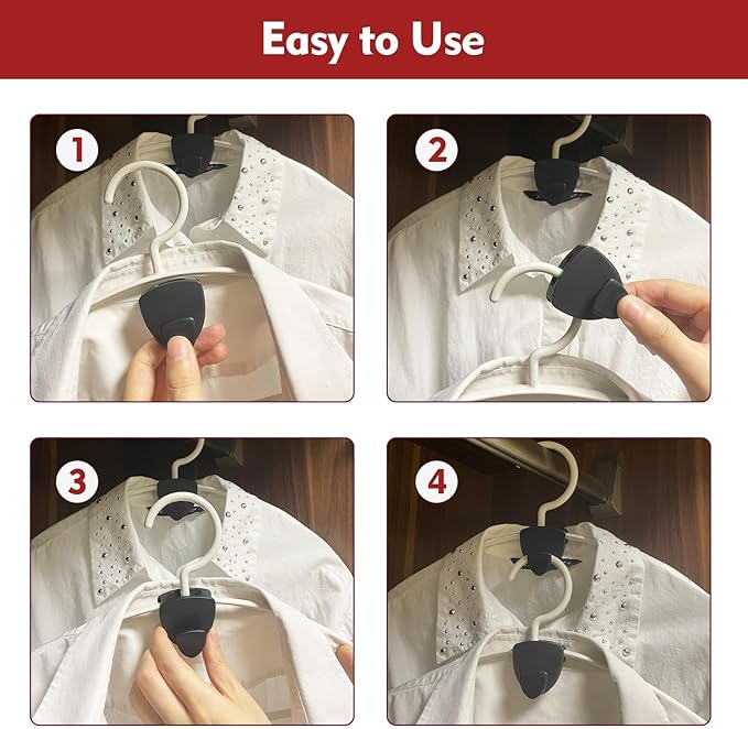 Space Saving Hanger Hooks 30Pcs, Upgrade Heavy Duty Space Saver Hangers Connector Hooks for Clothes, Premium Hanging Closet Organizer for Dorm, Garment Hanging Hooks, Black