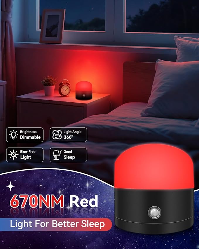 Neporal REDIX 670nm Red Light for Sleep, 100% Blue Light Blocking & Dimmable & 4-Timer & With Remote Red Light Lamp for Melatonin Promoting, Red Night Light for Sleep Aid, Bedroom,Baby Nursery,Reading