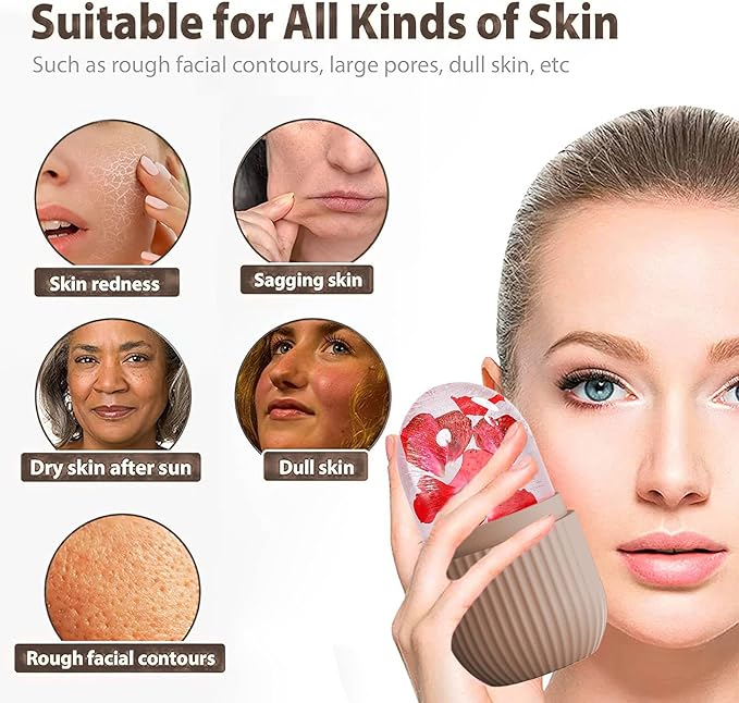 XHJRI Ice Face Roller Massager, Ice Cube Roller for Face, Eyes and Neck, Naturally Conditioning and Skin Care, De-Puff Eye Bags, Reduce Migraine Pain, Reusable Massage Silicone Ice Mold (Coffee)