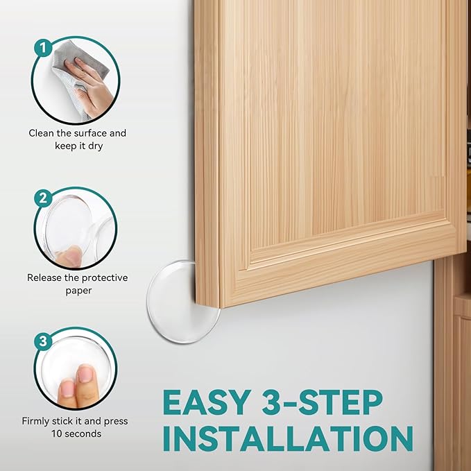 Door Stoppers for Wall, Etybetopstar 10PCS Self Strong Adhesive Door Knob Wall Protector, Quiet, Shock Absorbent Gel for Home, Office, Wall Protectors from Door Knobs (2", Clear)
