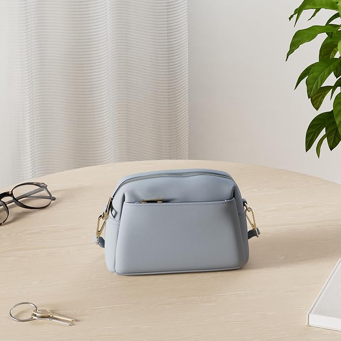 FashionPuzzle Triple Zip Small Crossbody Bag
