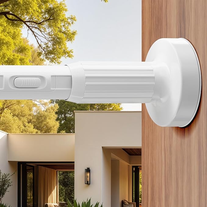 Tension Curtain Rod 39-173In-22Lb Outdoor Extra Long Curtain Rod No Drilling for Window or Bathroom Patio, Adjustable Heavy Duty Shower Curtain Rod, Easy to Install, Never Rust, Non-Slip-White