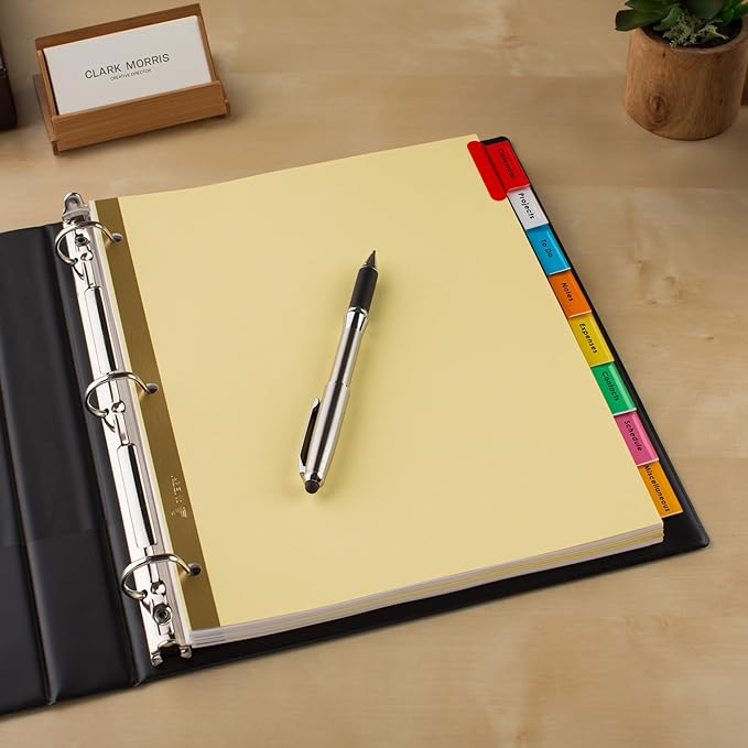 Avery Insertable Dividers for 3 Ring Binders, 8 Tabs per Set, Multicolor Big Tabs, Buff Paper with Gold-Reinforced Holes, Great for Organizing Reports, Projects, and More (11111)