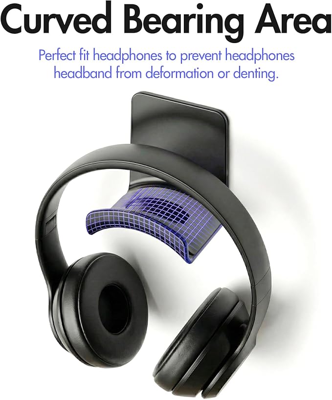 Magnetic Headphone Holder, Headphone Hanger for Desk & Table, Headphone Mount Stand with Rubber Pad, Headset Stand Hook, Headphone Holder for All Computer/Gaming Headsets