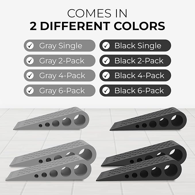 Door Stoppers for Bottom of Door Premium Floor Rubber Door Stop Wedge Made in USA Heavy Duty Honeycomb Design for Carpet, Tile, Ideal for Home, School, Commercial,Gray 3 Pack