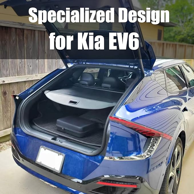 Volcaner Cargo Cover for Kia EV6 Accessories,Carbon Fiber Texture Retractable Rear Trunk Organizer Trunk Cover Privacy Security Screen Shield Shade for 2022 2023 2024 2025 Kia EV6 Accessories