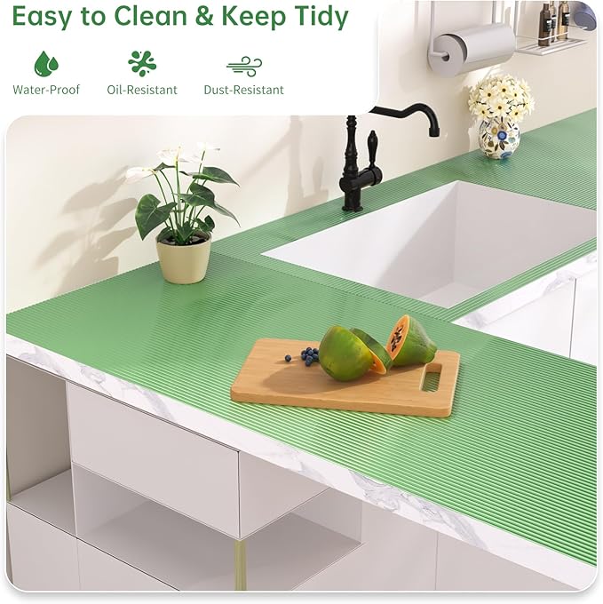 Shelf and Drawer Liner for Kitchen Cabinet, Non-Adhesive 18in x 240in Waterproof Durable Thickened EVA Material Easy-to-Cut Contact Paper Non Slip Mat for Refrigerator, Cupboard, Dresser