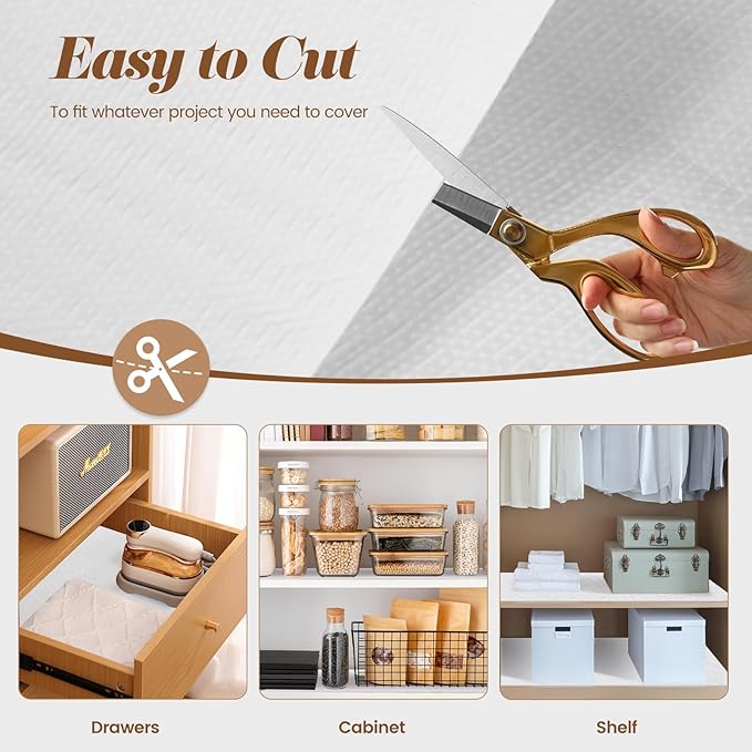 Drawer Shelf Liner for Kitchen Cabinets Non-Adhesive, Non Slip Shelf Paper Waterproof Thickened Cabinet Liners for Shelves, Strong Grip Mats for Cupboard, Dresser, Pantry, White, 12 in x 30 FT