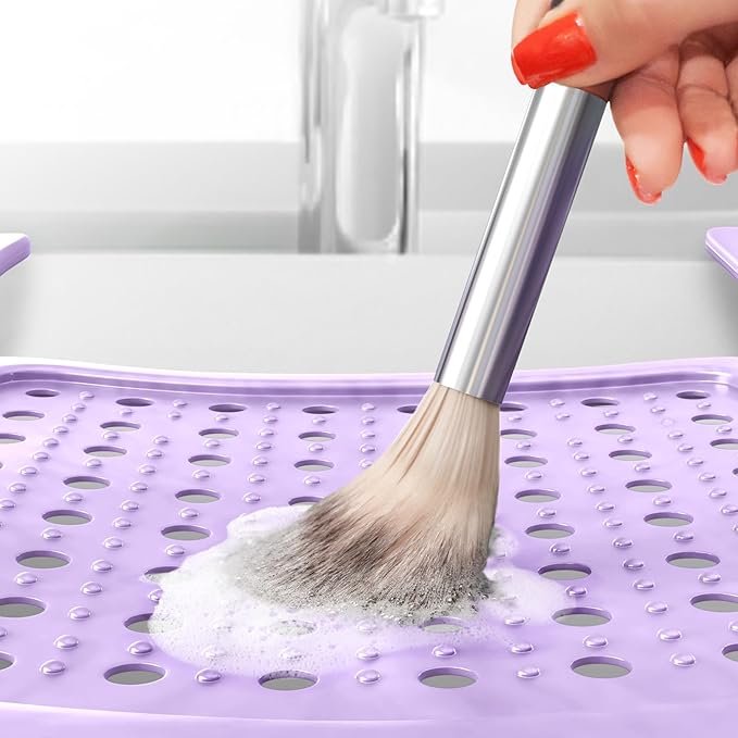 Sink Topper Bathroom Sink Cover for Counter Space & Storage Saver | RV Must Haves | Silicone Foldable Beauty Makeup Brush Cleaning Mat | Hot Tools Organizer | RV Sink Cover | Large, Lavender