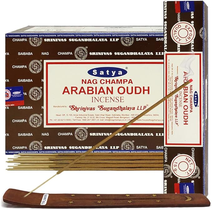 Arabian Oudh Incense Sticks and Holder Bundle - Satya Incense