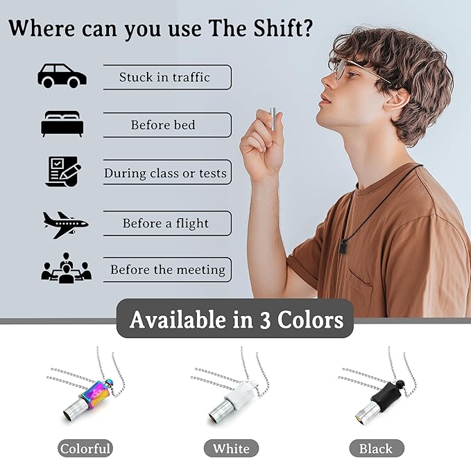 528Hz Breathing Meditation Necklace - Anxiety Relief Whistle, Stress Reduction & Mindfulness Tool for Focus, Calm Breathing - White Whistle