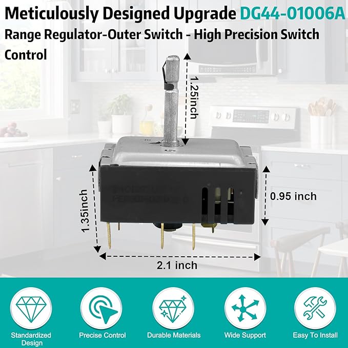 Upgrade DG44-01006A Control Switch Compatible with Samsung DG44-01006A Range Regulator-Outer Control Switch, Fit for Samsung DG44-01006A, PER001-02 D, 3282716, AP5800762, PS8764900, EAP8764900