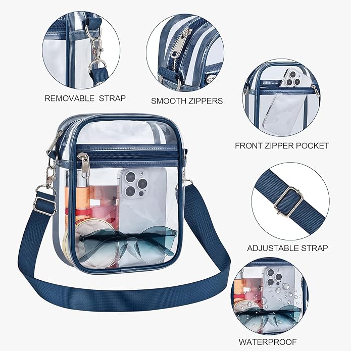 USPECLARE Clear Purse Stadium Transparent Messenger Bag Stadium Approved for Men and Women Clear CrossBody Bag