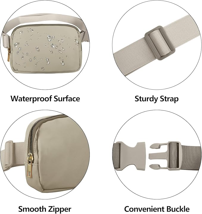 VOROLO Fanny Pack For Women And Men Crossbody Bag Belt Bag with Adjustable Strap Graduation Gifts Wood Grey