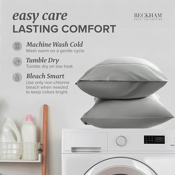 Beckham Hotel Collection Cooling Pillowcases for Hot Sleepers, Standard/Queen Size Set of 2, Cool Bedding, Envelop Closure, Silky Soft, Breathable, Moisture-Wicking, Dark Gray