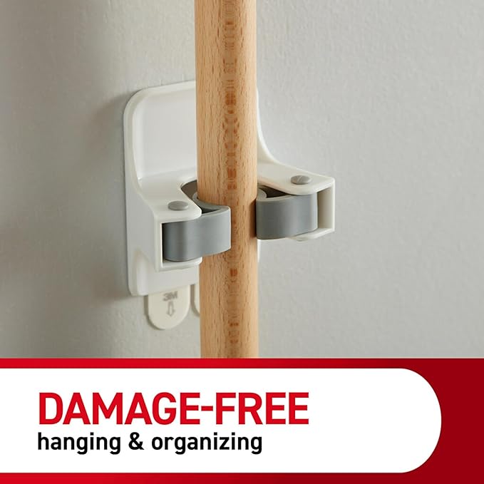 Command Broom and Mop Gripper, 3-Pack, Organize Damage-Free