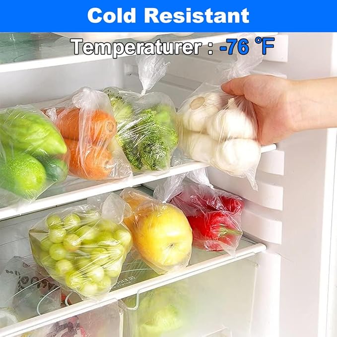 12" x 20" Food Bags, Fresh-Keeping Plastic Produce Bags Roll, Clear Plastic Bag for Food, Bread, Refrigerator Storage, Kitchen, Supermarket, 1400 (4 rolls x350)