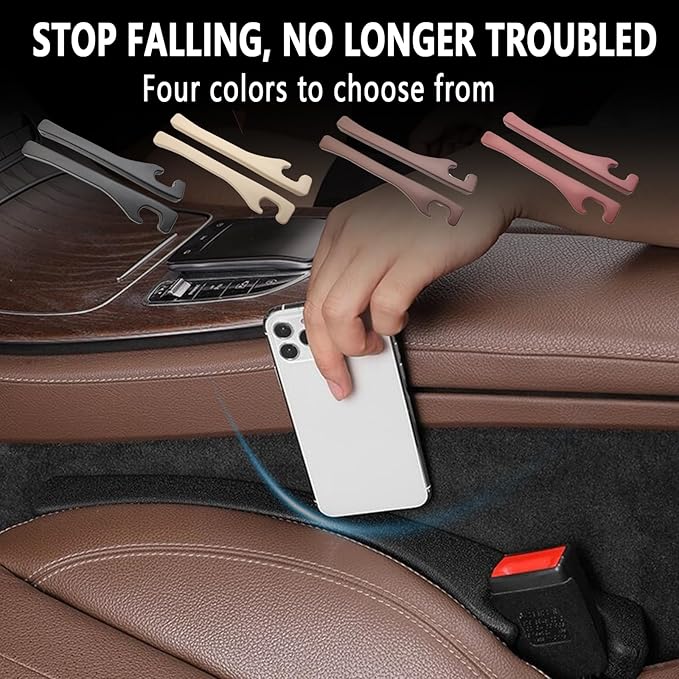 2 Pack Car Seat Gap Filler, No Drop Seat Guard, No More Lost Items, Prevents Drops & Clutter–Universal Fit Seat Gap Plug for Cars, SUVs & Trucks (Brown 2Pcs)