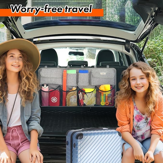 SURDOCA Car Trunk Organizer, LARGE CAPACITY(43 x 19 in) Car Storage Bag with 8 Pockets, 7X Upgraded Trunk Storage Organizer for Car, SUV, Truck, MPV