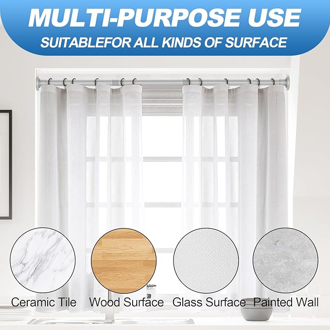CorkLatta Silver Shower Curtain Rod 31 to 104 Inch,1 Inch Diameter Adjustable Spring Tension Curtain Rod No Drilling Stainless Steel Telescoping Rod,No Rust