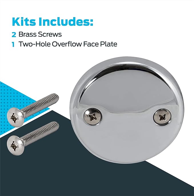 EZ-FLO 2-Hole Bathtub Overflow Face Plate with Screws, Chrome Finish, 35245