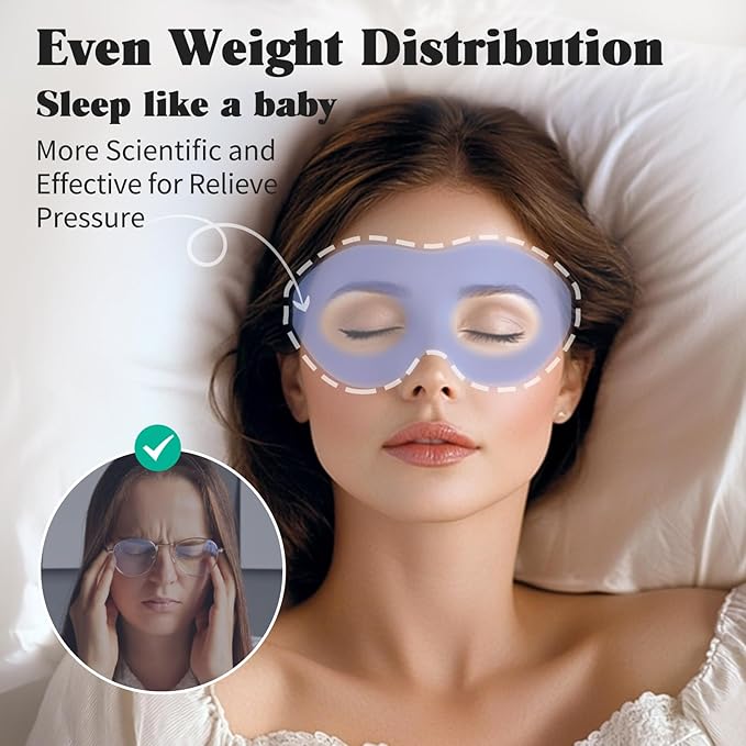 MABAO Weighted Eye Mask for Sleeping, Blackout 3D Contoured Sleep Mask with Adjustable Strap for Women Men, Memory Foam Gentle Pressure Relief Comfort Eye Cover Blindfold for Insomnia & Travel - Brown